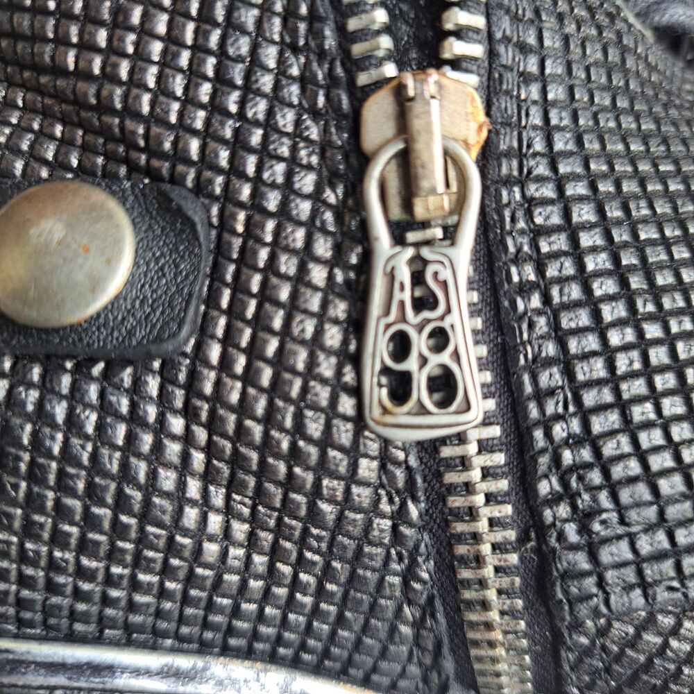 A.S. 98 Black Metallic Venezia Leather Ankle Boot Lace Up & Zip Sz 40 Moto Punk - Picture 15 of 16